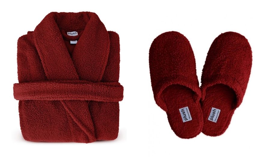 Bathrobe with matching slippers sale