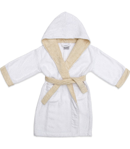 Kids Terry Bathrobe#color_White/Oatmeal